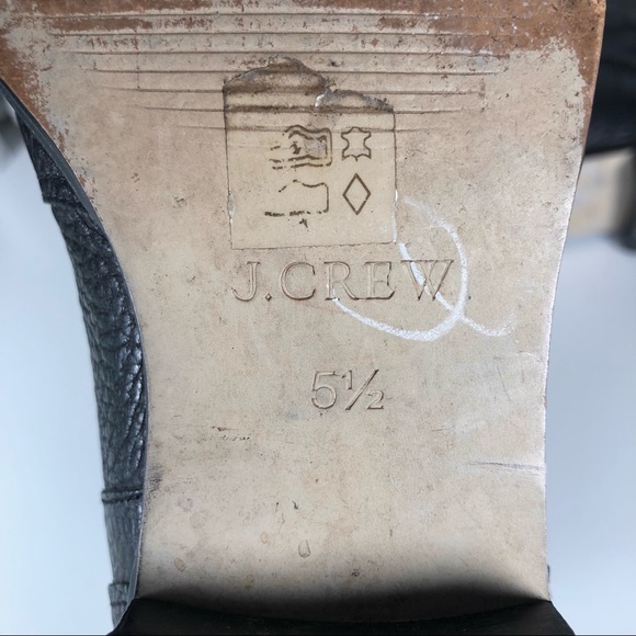 J. Crew Women's Black Pebble Leather Moto Boots Silver Buckles Low Heel 5.5 - Picture 8 of 10
